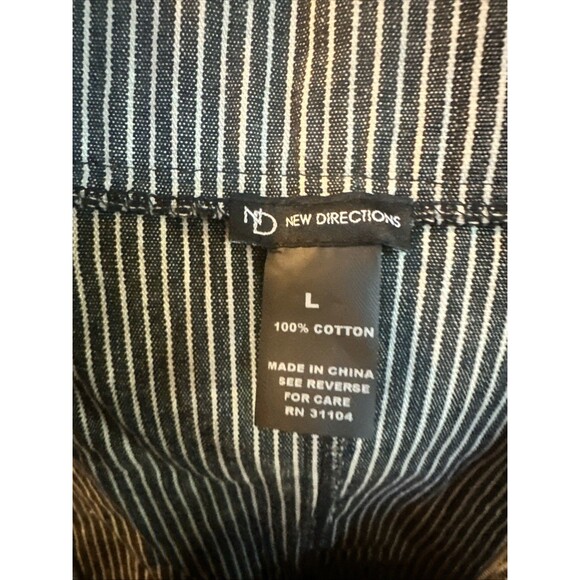 New Directions VTG Zoot Navy White Pinstripe 2pc Vest Pants Suit Wide Leg Sz 12 - Picture 5 of 6